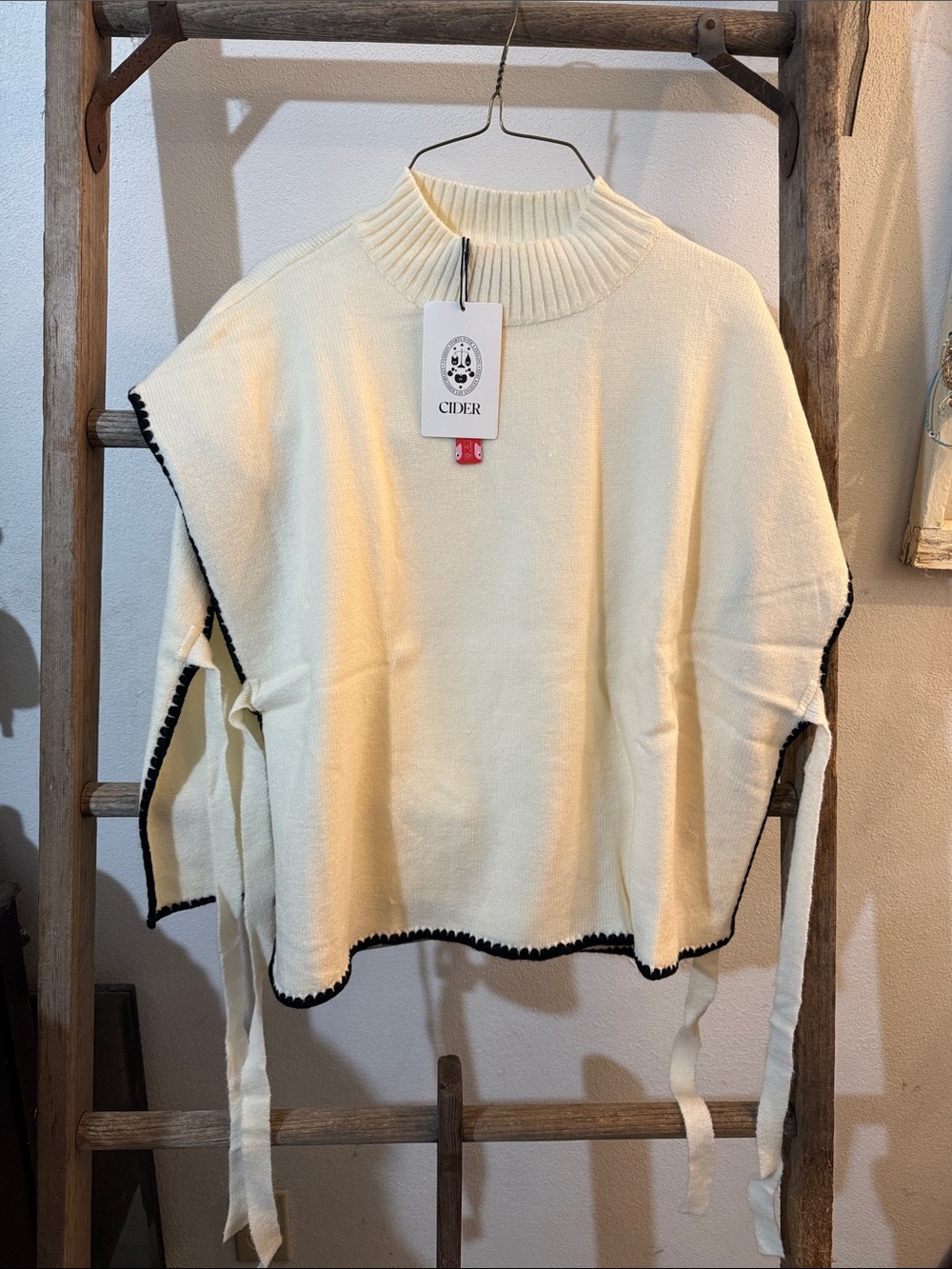 Cider Cream Sweater with Black Trim